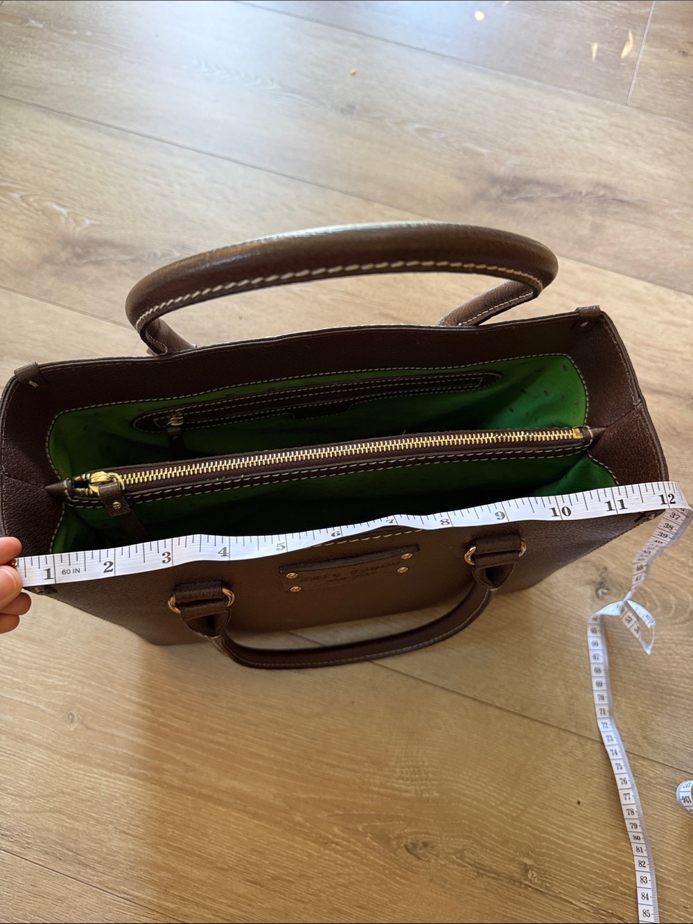 kate spade brown leather satchel with gold hardware - Picture 7 of 9
